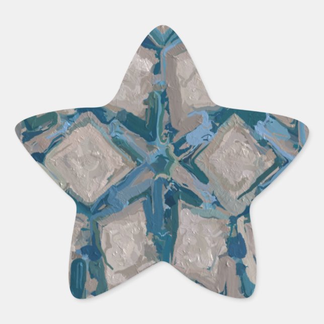 Aqua und Taupe Glaze #8295 Stern-Aufkleber (Vorderseite)