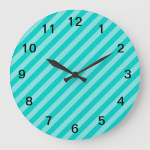 Aqua-und Türkis-Streifen Große Wanduhr
