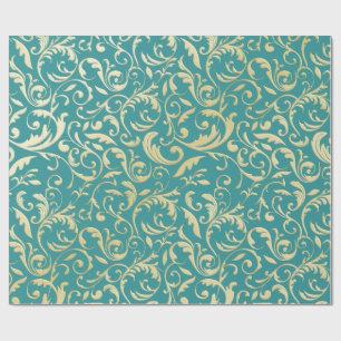 Aqua- und Türkis-Weihnachtspapier mit goldenen Akz Geschenkpapier