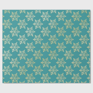 Aqua- und Türkis-Weihnachtspapier mit goldenen Akz Geschenkpapier