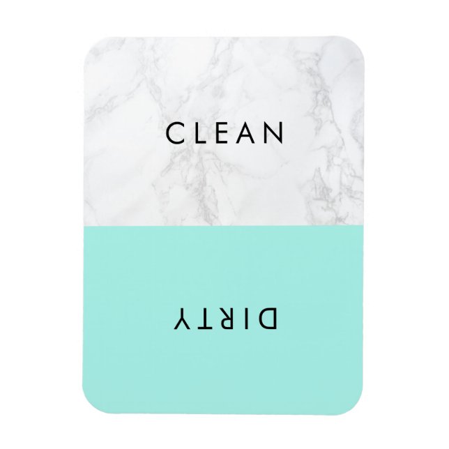 Aqua und Weißmarmor Moderne Typografie Geschirrspü Magnet (Vertikal)