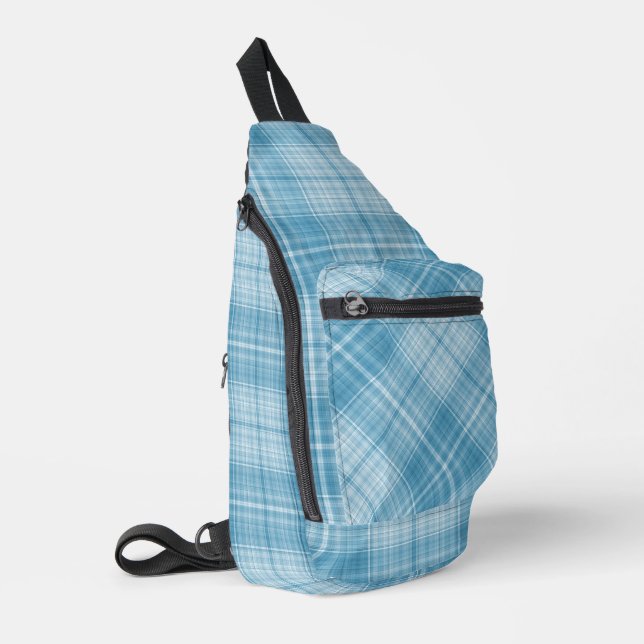 Aqua und White Kariert Crossbody Bag (Linke Seite)