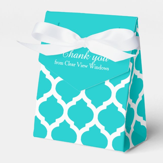 Aqua und White Trellis Muster danke Ihnen Geschenk Geschenkschachtel (Vorderseite)