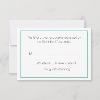Aqua und White Wedding Response Card RSVP Karte