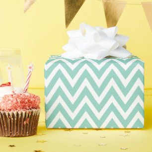Aqua und White Zickzack Geschenkpapier