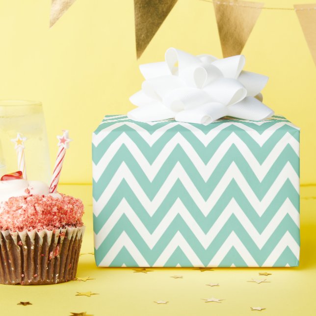 Aqua und White Zickzack Geschenkpapier (Geburtstagsparty)