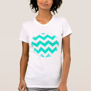 Aqua und White Zickzack Pattern T-Shirt