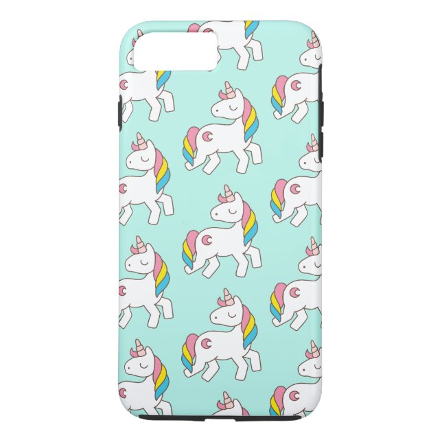 Aqua Unicorn Muster Case-Mate iPhone Hülle (Rückseite)