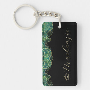 Aqua Vert et Or Élégant Script Personnalisé