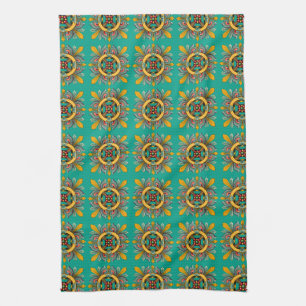 Aqua Viktorianisch Tile Design Handtuch