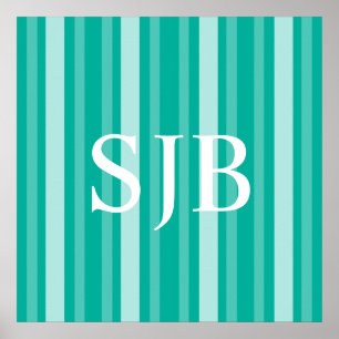 Aqua Viktorianische Lady Strip mit Monogram Poster