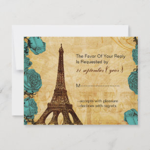Aqua Vintag eiffelturm Paris Hochzeit Rsvp