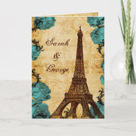 Aqua Vintag Eiffelturm Paris vielen Dank Dankeskarte