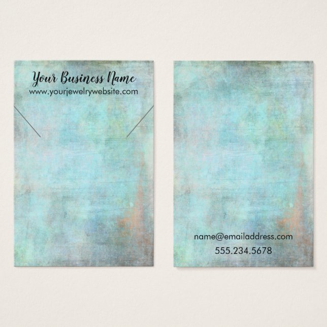 Aqua Vintag Grunge Necklace Holder Display Cards (Vorne & Hinten)
