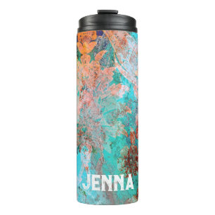 Aqua Vintag Patina Name Thermosbecher