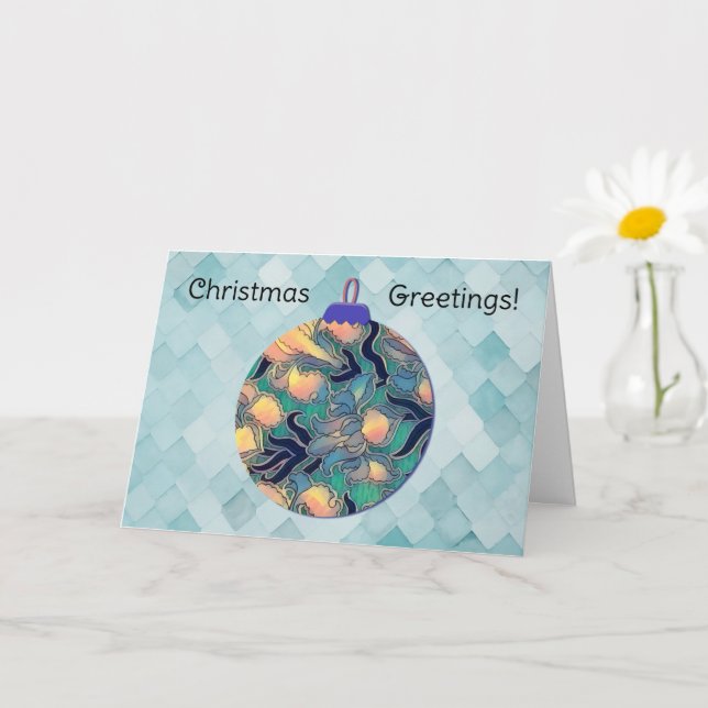 Aqua Vintag Style Blue Weihnachtsschmuckkarte Karte (Kleine Pflanze)