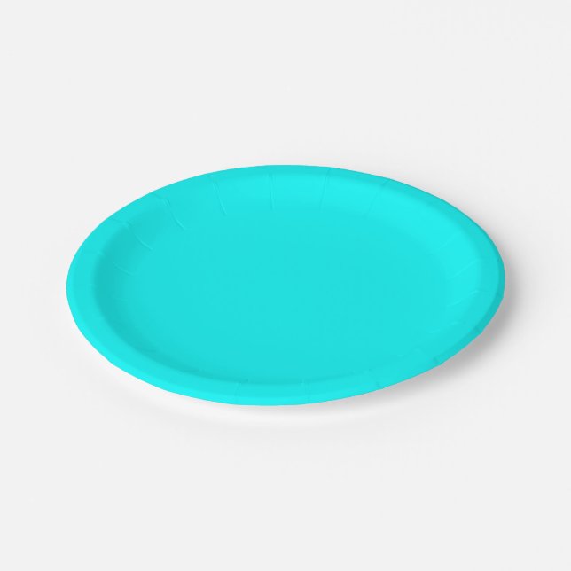 Aqua (Vollfarbe) Pappteller (Schrägansicht)