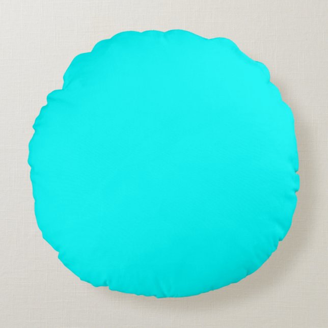 Aqua (Vollfarbe) Rundes Kissen (Vorderseite)