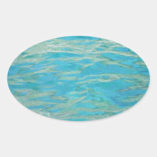 Aqua Wasser Ovaler Aufkleber