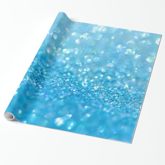 Aqua Water Baby Blue Glitzer Geschenkpapier (Ungerollt)