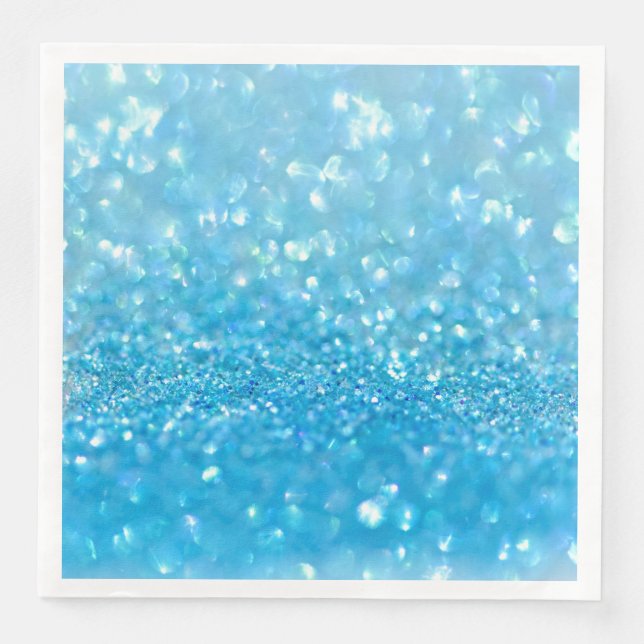 Aqua Water Baby Blue Glitzer Serviette (Vorderseite)