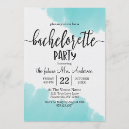 Aqua Watercolor Bachelorette Party Invitation