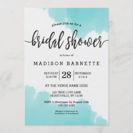 Aqua Watercolor Brush Invitation de douche nuptial