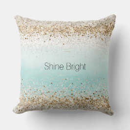 Aqua Watercolor Gold Confetti Glitzer Kissen