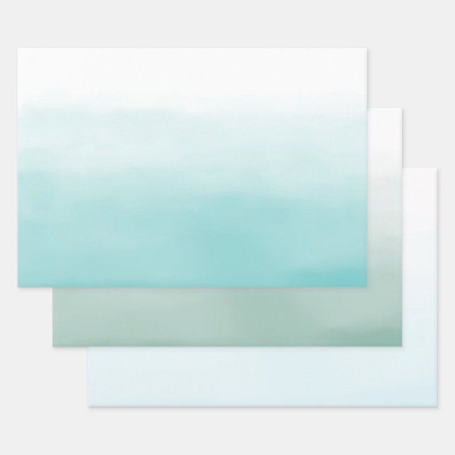 Aqua Watercolor Ombre Geschenkpapier Set (Set)