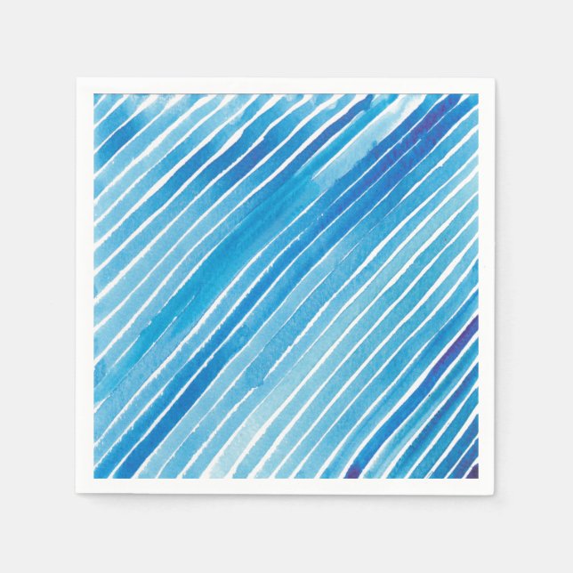 Aqua Watercolor Streifen Serviette (Vorderseite)