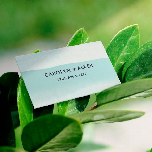 Aqua Watercolor Wash - Moderner Minimalistisch Visitenkarte (Von Creator hochgeladen)