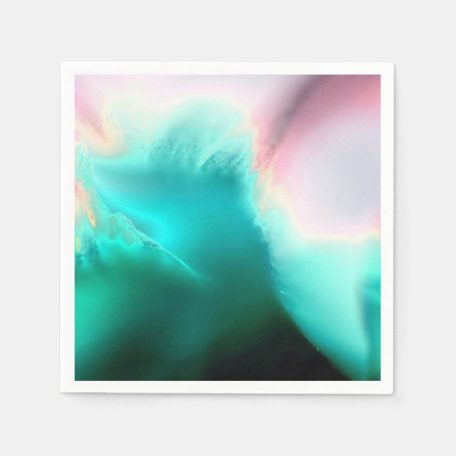 Aqua Wave Abstrakt Art Paper Napkin Serviette (Vorderseite)