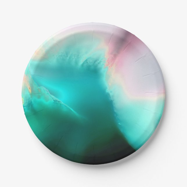 Aqua Wave Paper Plate Pappteller (Vorderseite)