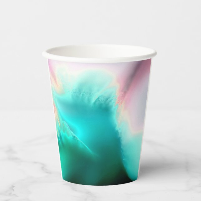 Aqua Wave Print Paper Cup Pappbecher (Vorderseite)