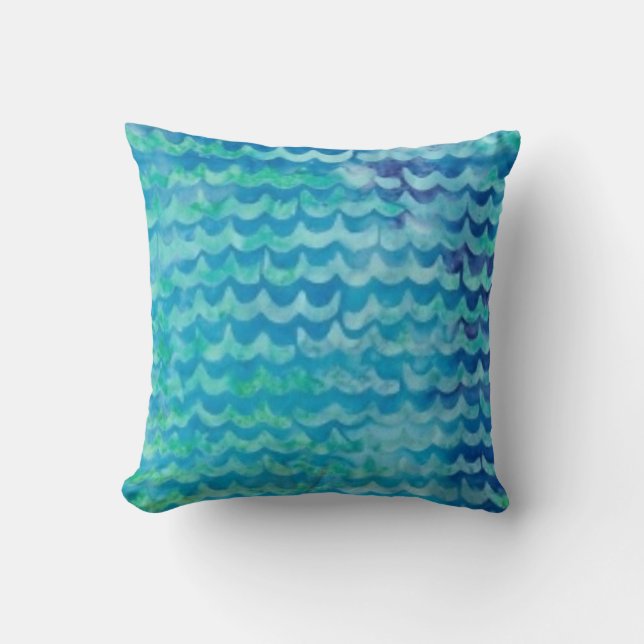 Aqua Waves Throw Kissen (Vorderseite)