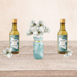 Aqua Wedding Wine Labels Weinetikett