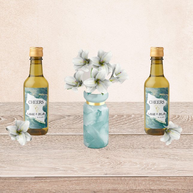 Aqua Wedding Wine Labels Weinetikett (Von Creator hochgeladen)