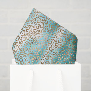 Aqua Weiß Gold Leoparden Druck Weihnachten Seidenpapier