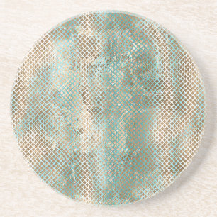 Aqua Weiß Gold Schlangen Druck Getränkeuntersetzer