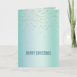 Aqua Weiß Minze Gold Konfetti Weihnachten Karte