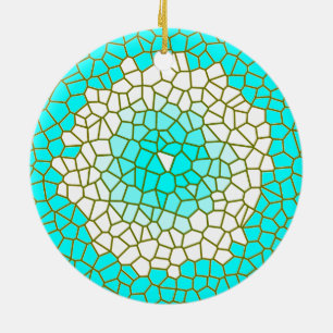 Aqua-weiße Buntglas Design> Muster-Verzierungen Keramikornament