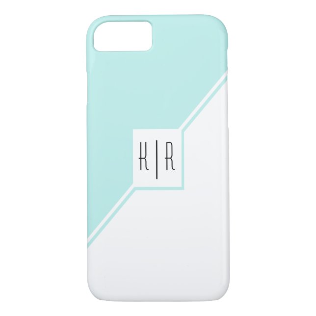 Aqua, weiße Dreiecke, monogramm moderne geometrisc Case-Mate iPhone Hülle (Rückseite)
