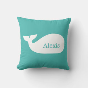 Aqua Whimsical Whale Personalisiert Kinder Kissen