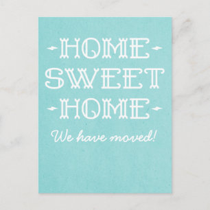 Aqua Whimsical Zuhause Sweet Zuhause Postcard Ankündigungspostkarte