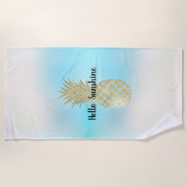 Aqua White Gefärbte Krawatte Gold Ananas Strandtuch