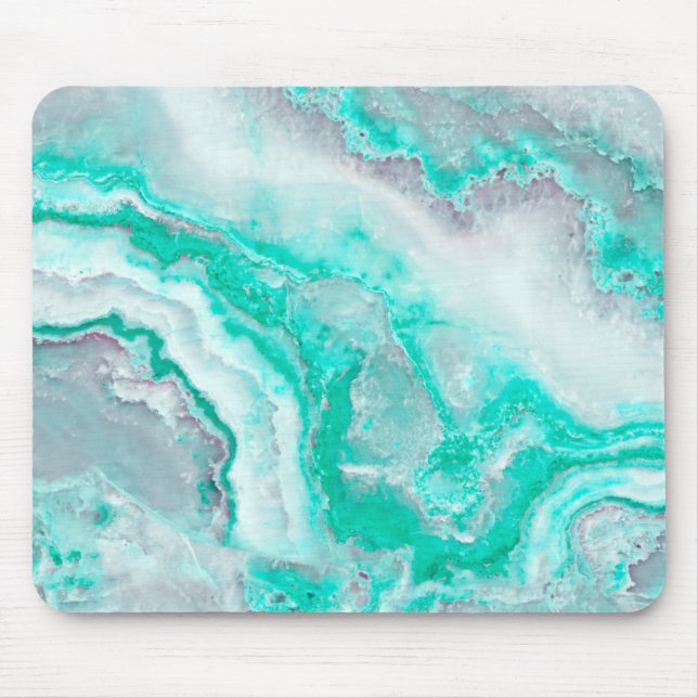 Aqua White Gemstone Agate Mineral Quarz Mousepad (Vorne)