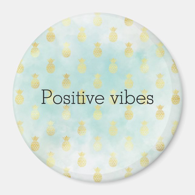 Aqua White Gold Tropical Glam Ananas Magnet (Vorne)