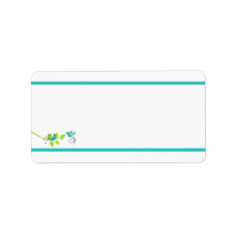 Aqua White Green Floral Birds Blank Address Label Adressaufkleber