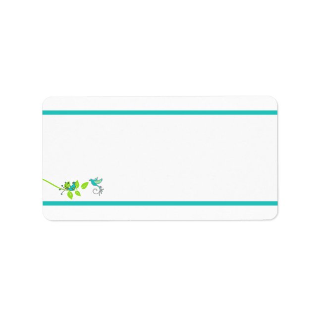 Aqua White Green Floral Birds Blank Address Label Adressaufkleber (Vorne)