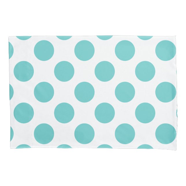 Aqua White Niedlich Polka Dots Kissenbezug (Vorderseite)